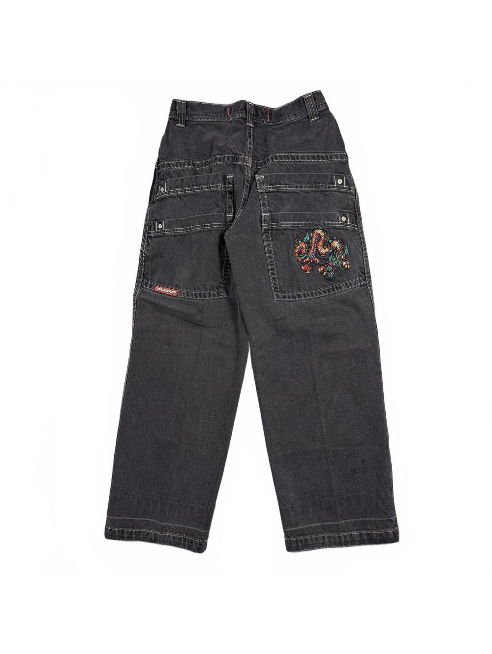 Vintage JNCO Jeans Black Dragon Baggy Womens 28x30 (Youth 16)